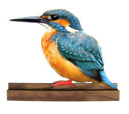 IJsvogel houten decoratie, 10 cm, staand ornament