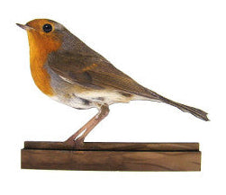 Roodborstje houten decoratie, 10 cm, staand ornament