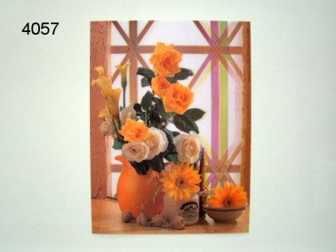 Rozen oranje/wit 3D poster, 30 x 40 cm