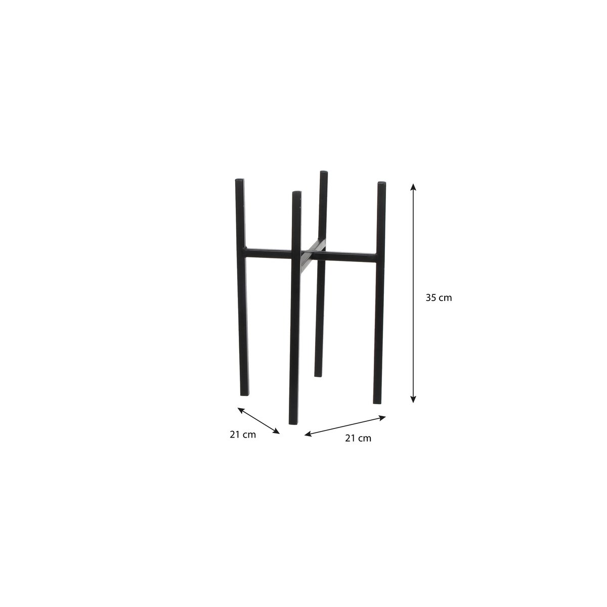 Ascot plantenstandaard, zwart, 20,5 × 20,5 × 35 cm