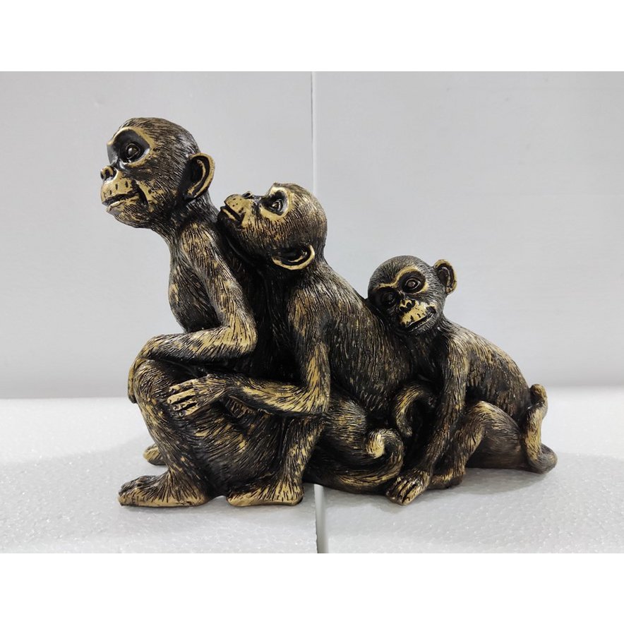 Apenfamilie, brons, 24 × 8,5 × 18,5 cm