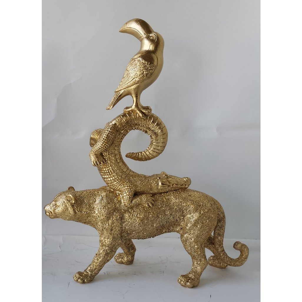 Dierenfiguur, goud, 31 × 9,5 × 39 cm