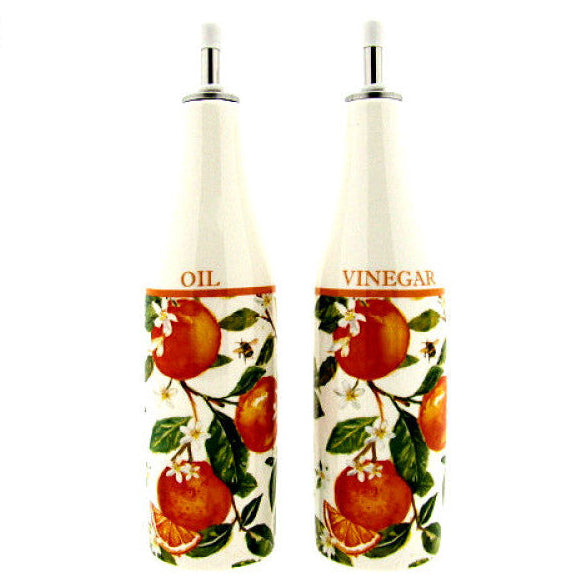 Olie- en azijnfles oranges & lemons, set van 2, 6 × 21 cm