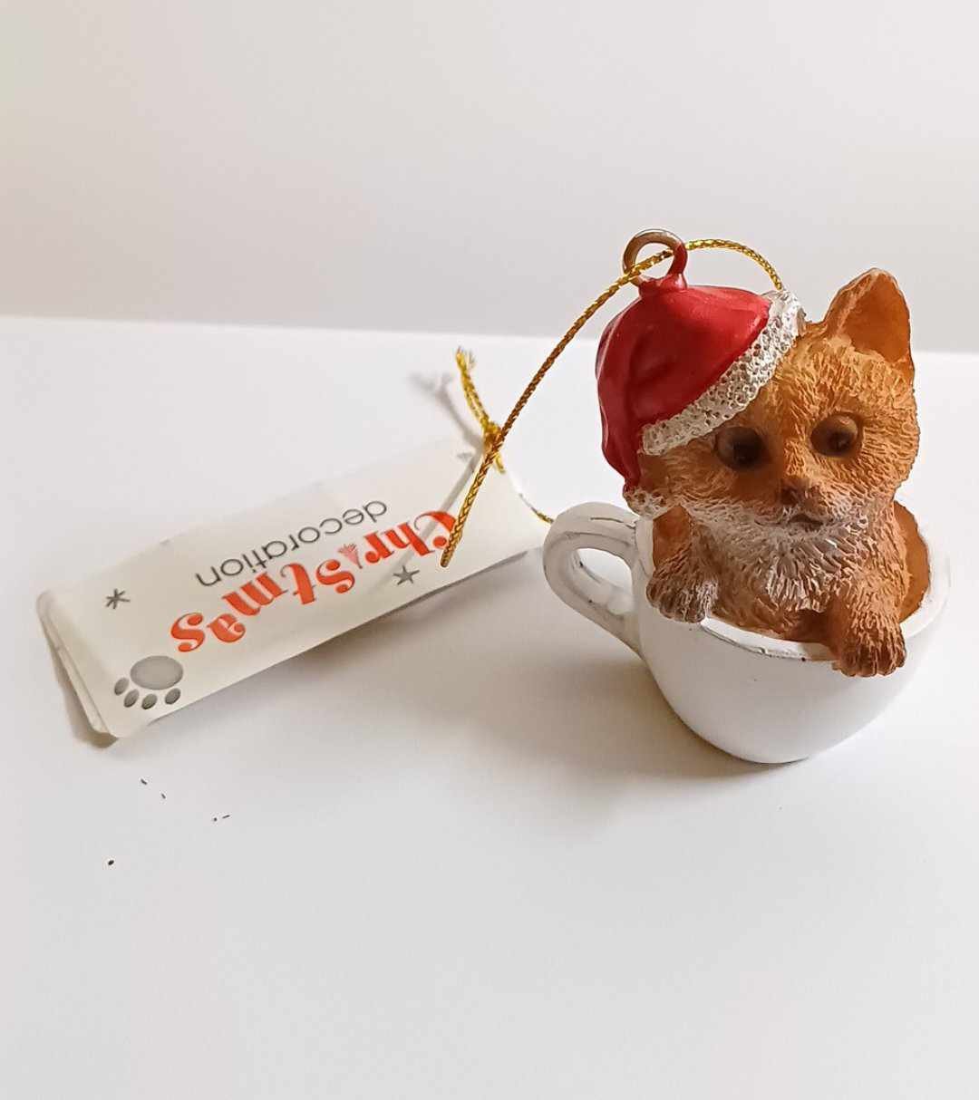 Roodwitte kat kersthanger