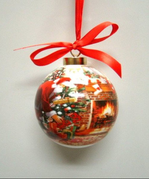 "Santa" keramische kerstbal, 8 cm