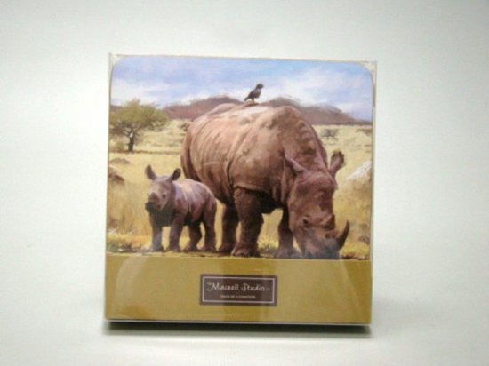Neushoorn onderzetters, 4 stuks