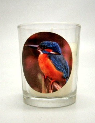 IJsvogel sfeerlichtje met kaars, 6 cm