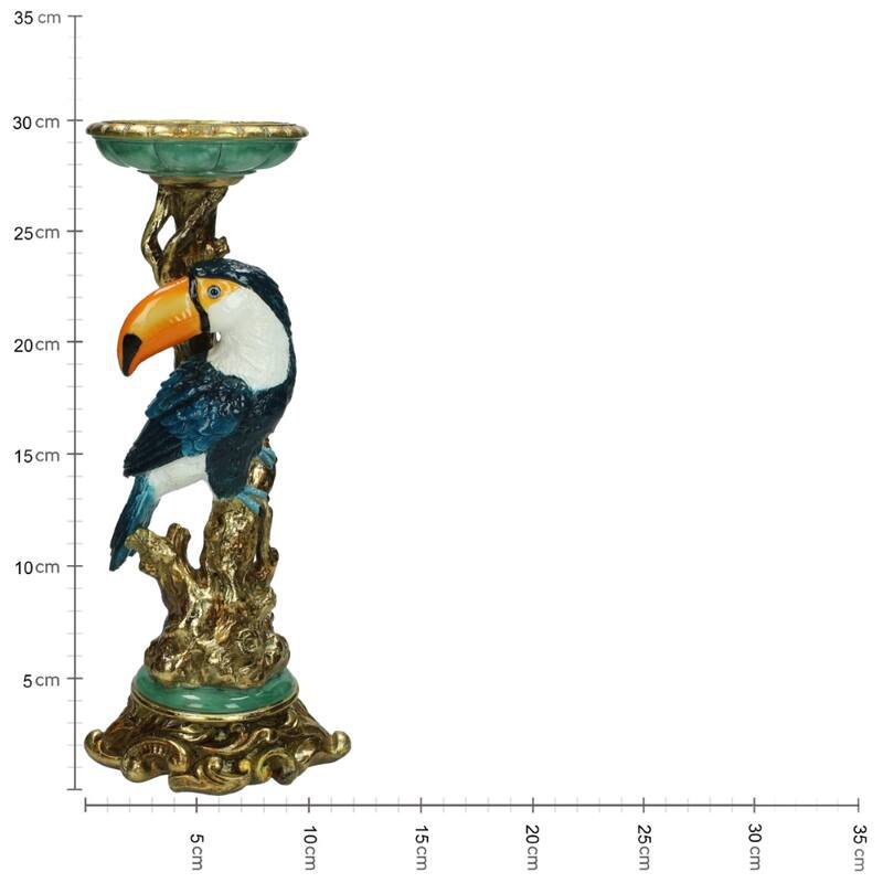 Toekan kaarsenhouder multicolor decoratief, 30 cm