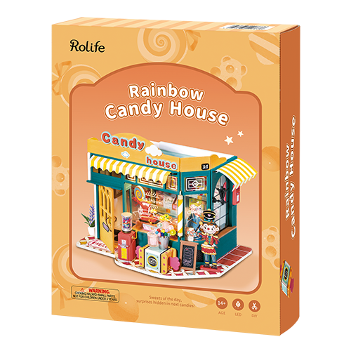 DIY huisje Rainbow candy house, 16,8 cm
