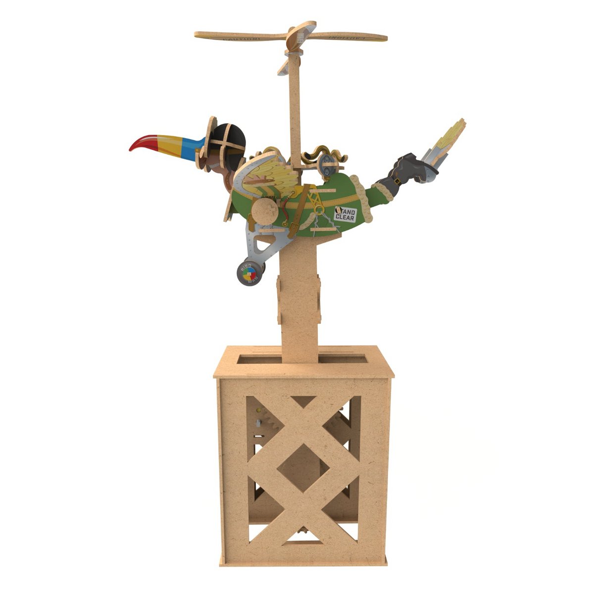 3D mechanische houten puzzel Birdman 26 × 25 × 42,5 cm – 101 stukjes
