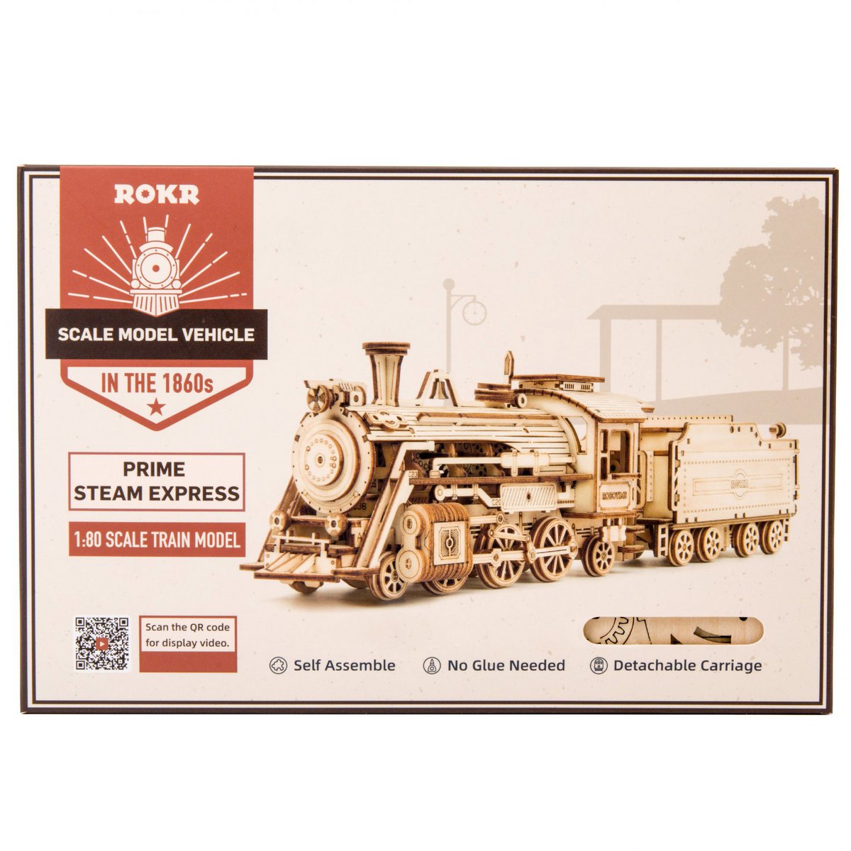 3D houten puzzel Prime Steam Express trein 30,7 × 6,7 × 8,2 cm – 308 stukjes