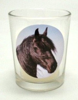 Fries paard portret sfeerlichtje met kaars, 6 cm