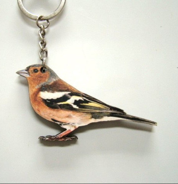 Vink sleutelhanger hout, 4 cm