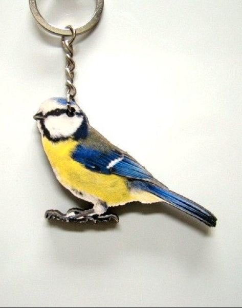 Pimpelmees sleutelhanger hout, 6 cm