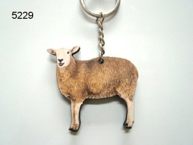 Schaap, sleutelhanger hout, 5 cm
