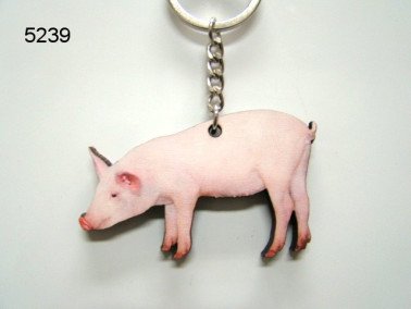 Varken, sleutelhanger hout, 4 cm