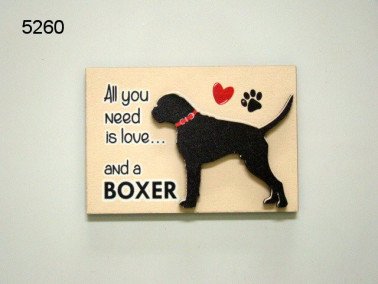 Boxer, all you need is love, houten magneet