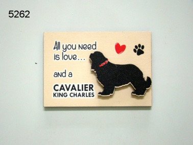Cavalier King Charles, all you need is love, houten magneet