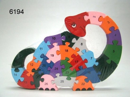 Alfabet en cijfers vormenpuzzel, Dinosaurus