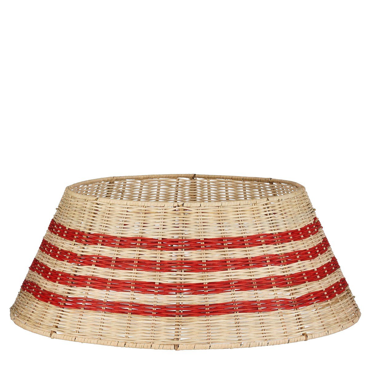 Kerstboomrok van rotan met rode strepen, Ø 60 × 25 cm
