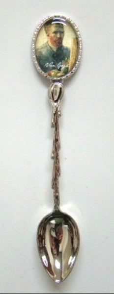 Verzilverde theelepel Vincent van Gogh zelfportret 13,5 cm