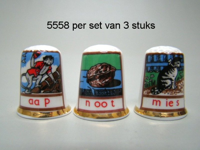 Aap, noot, Mies vingerhoedjes, set van 3