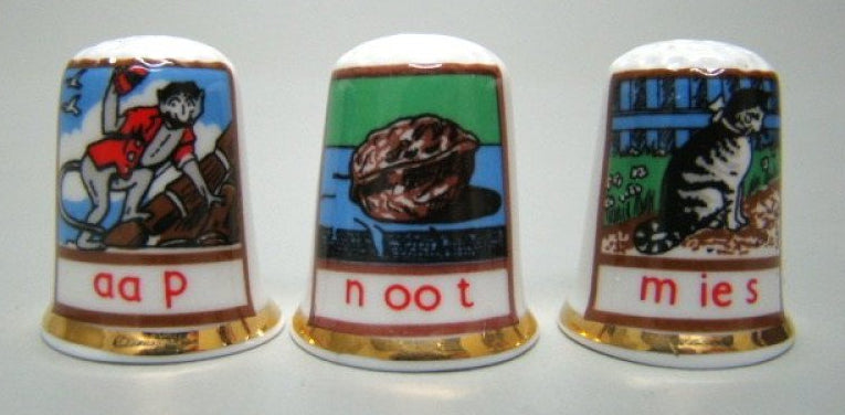 Aap, noot, Mies vingerhoedjes, set van 3