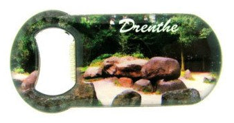 Drenthe flesopener met hunebed, RVS, magnetisch