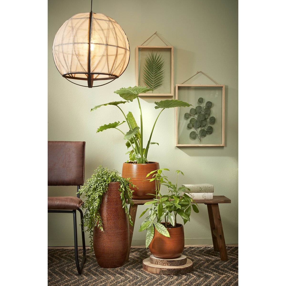 Mica Decorations Pella hanglamp Japandi linnen beige Ø51 cm