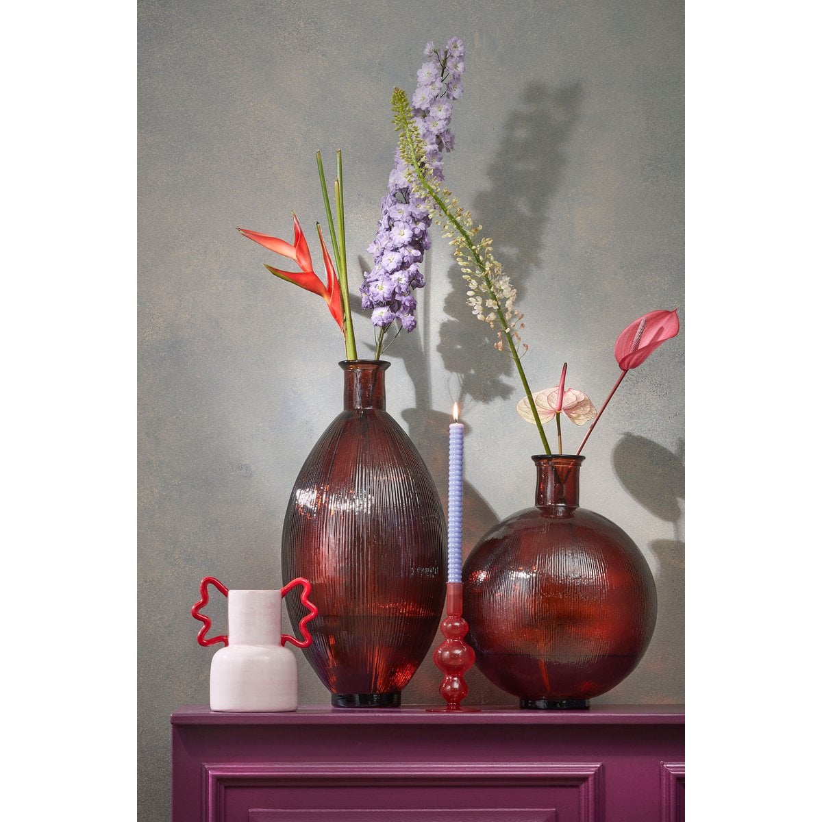 Mica Decorations Firenza Flesvaas – Glas Donkerbruin (H42 x Ø34 cm)
