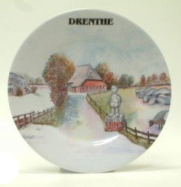 Drenthe plat bord met landschap en schapen, melamine, 25 cm