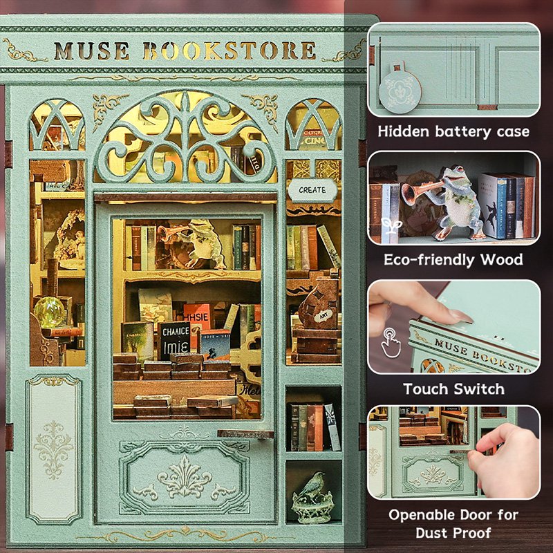 DIY book nook Muse Bookstore, 17 cm