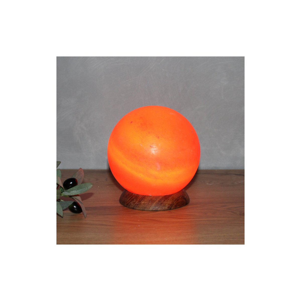 Salt Dreams Planet zoutlamp bol met houten voet 3 kg