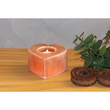 Himalaya zout waxinelichthouder hart 6 cm oranje