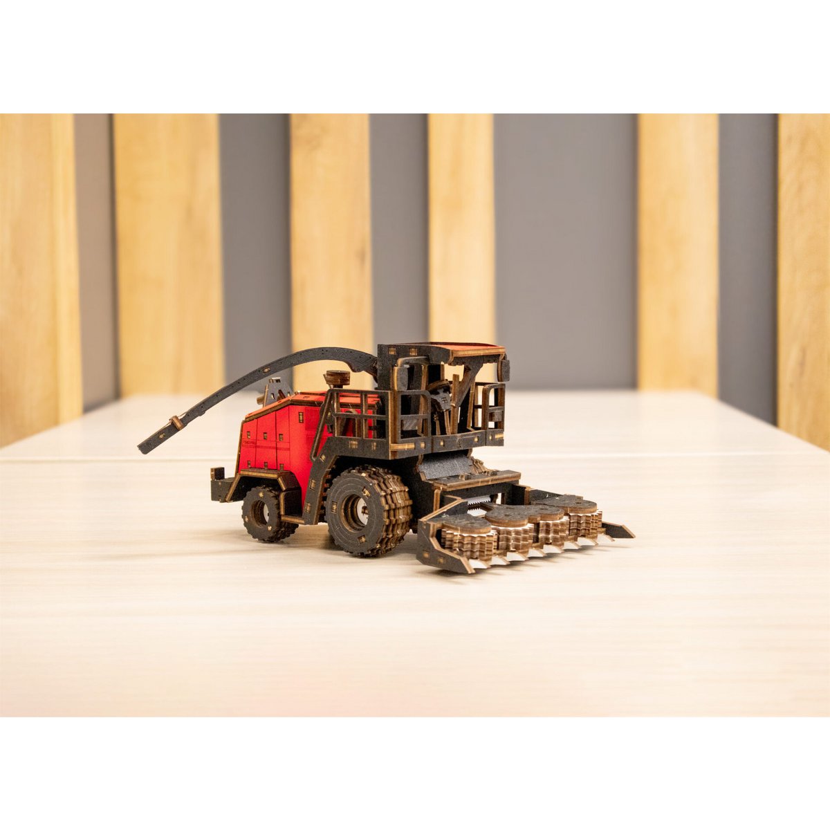 DIY houten mechanische puzzel hakselaar FS80, 27 x 15 x 12 cm