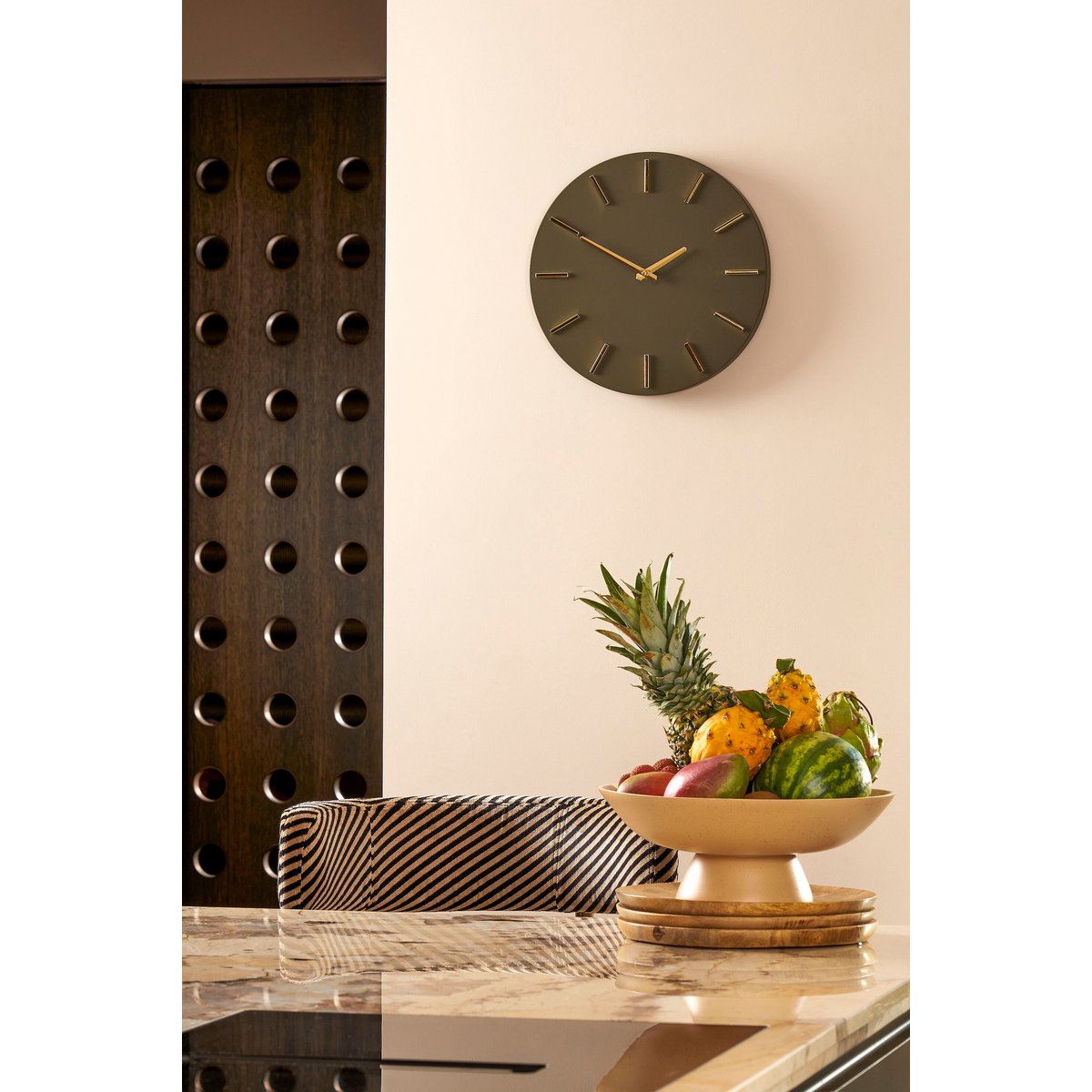 Wandklok Brixen aluminium donkerbruin 35,5 cm