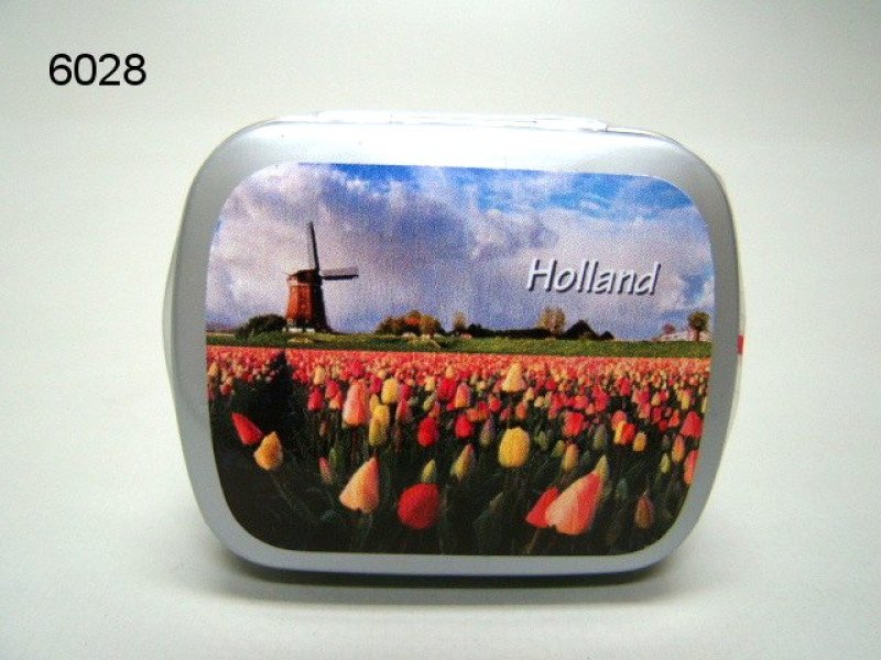 Holland tulpen, blikje met pepermunt