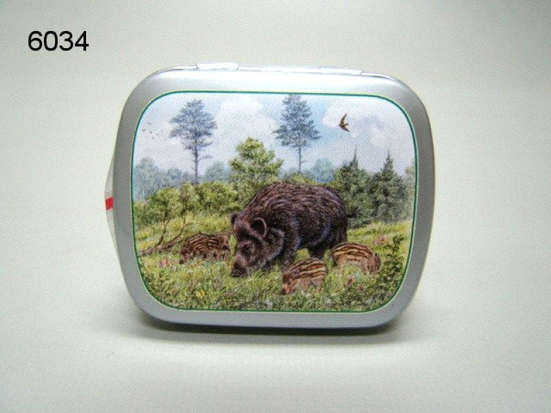 Wild zwijn, blikje met pepermunt