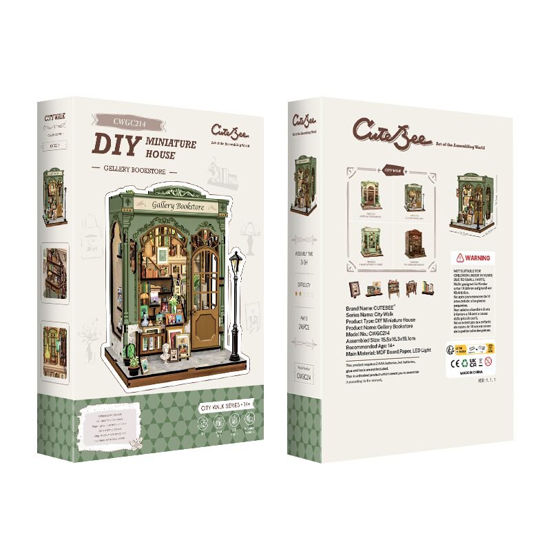 3D DIY house Gallery bookstore, 19 cm