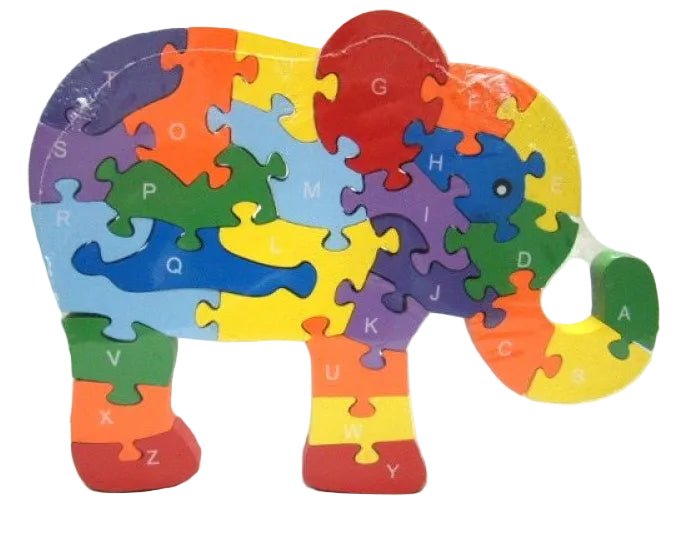 Olifant alfabet en cijfers vormenpuzzel