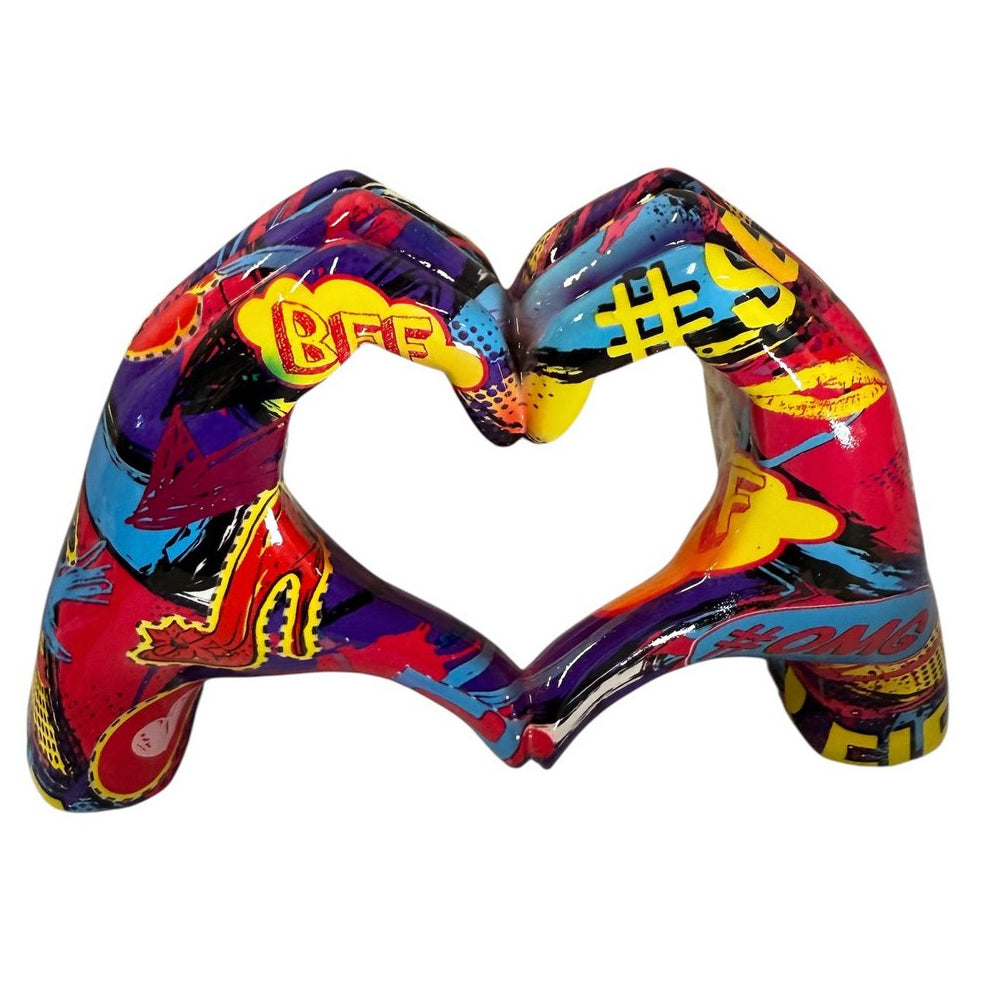 Hartvormige handen, graffiti stijl, 19 cm