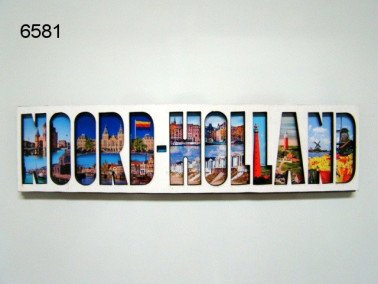 Noord Holland lettermagneet, hout
