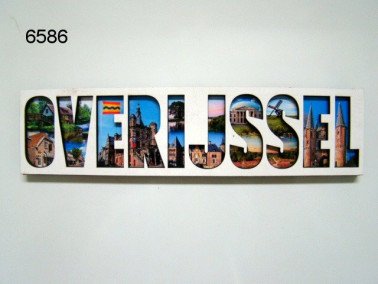 Overijssel lettermagneet, hout