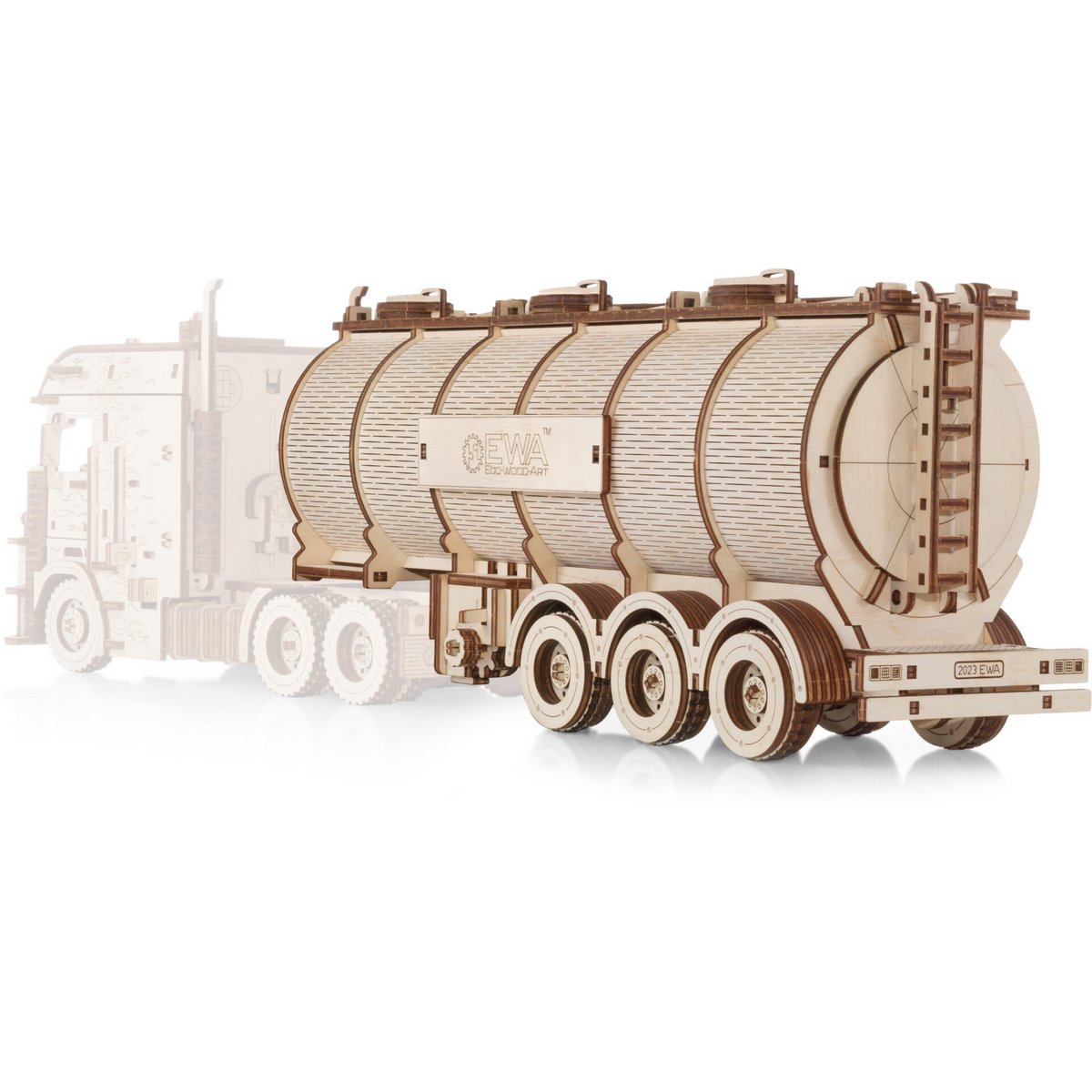 3D mechanische houten puzzel tank oplegger Road King truck 39,7 × 10,8 × 20 cm – 251 stukjes