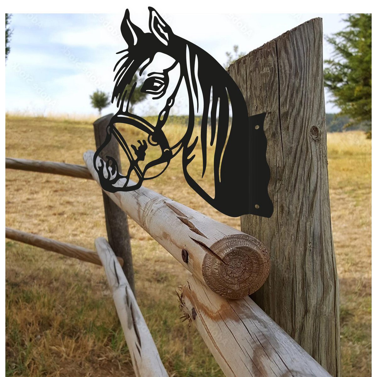 Peekaboo paardenhoofd zwart ornament – paal en schuttingdecoratie