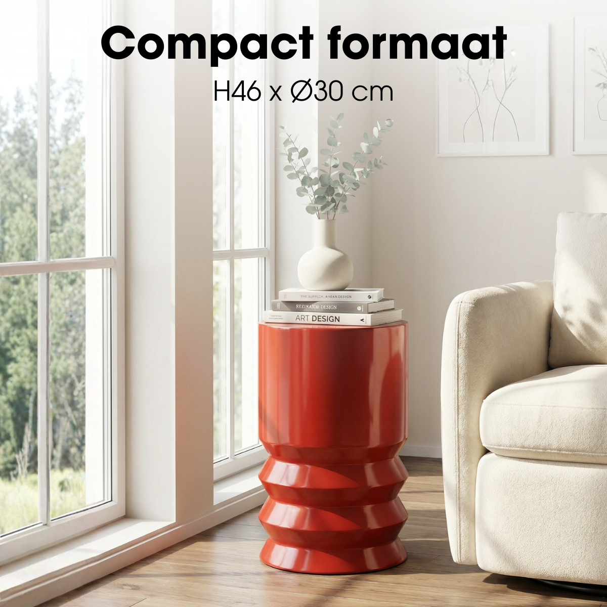 Mart bijzettafel rood, rond, 46 cm