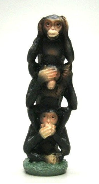 Chimpansee horen, zien en zwijgen beeldje, 11,5 cm