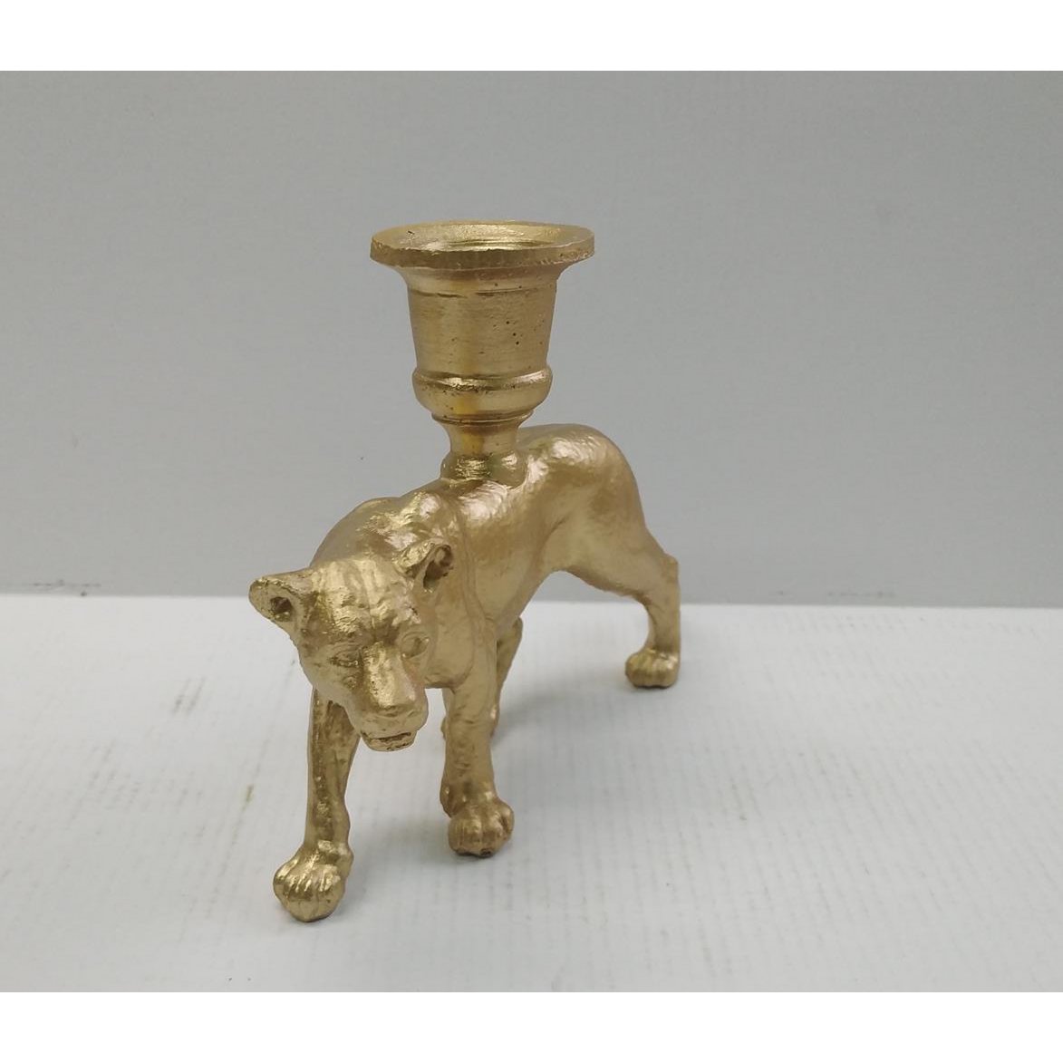 Panter kandelaar, goud, 19 × 6 × 13,5 cm