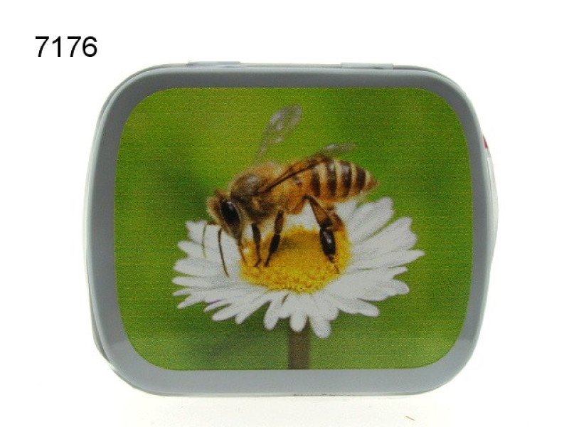Bij, blikje met pepermunt