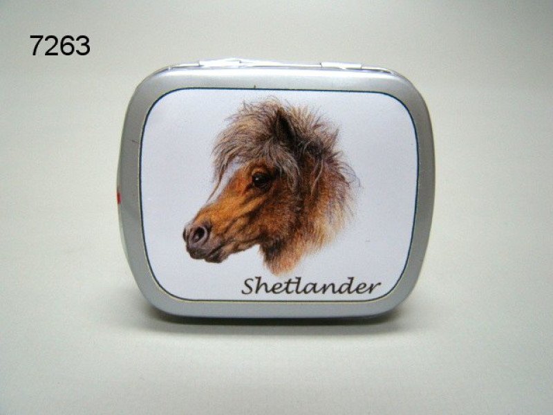 Shetlander, blikje met pepermunt